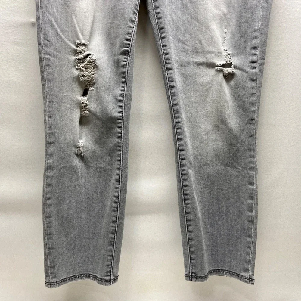 Rock & Republic Jeans Women's 12 Grey Denim Rx Fever Pull On Skinny Distressed‎